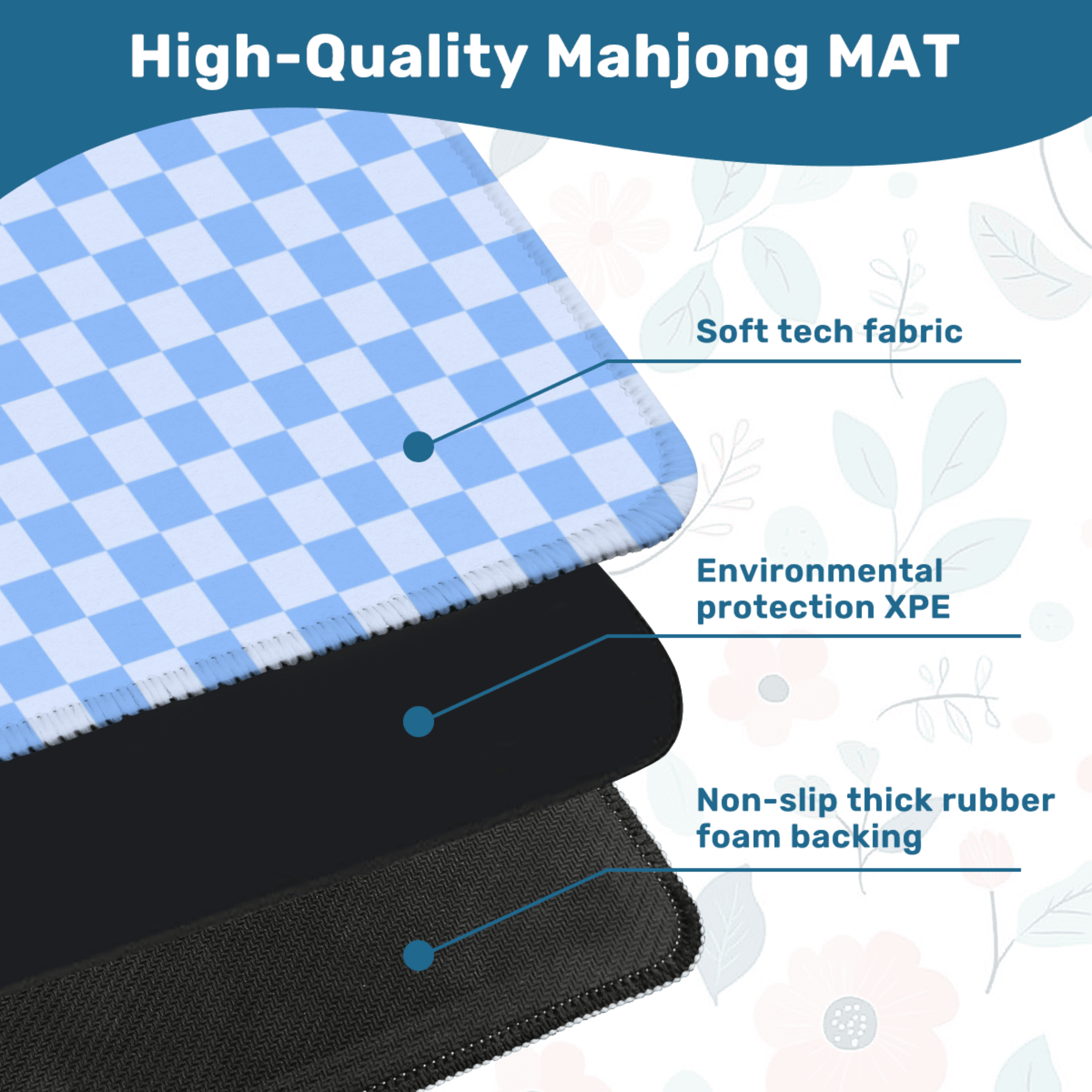 Blue Check Mahjong Mat
