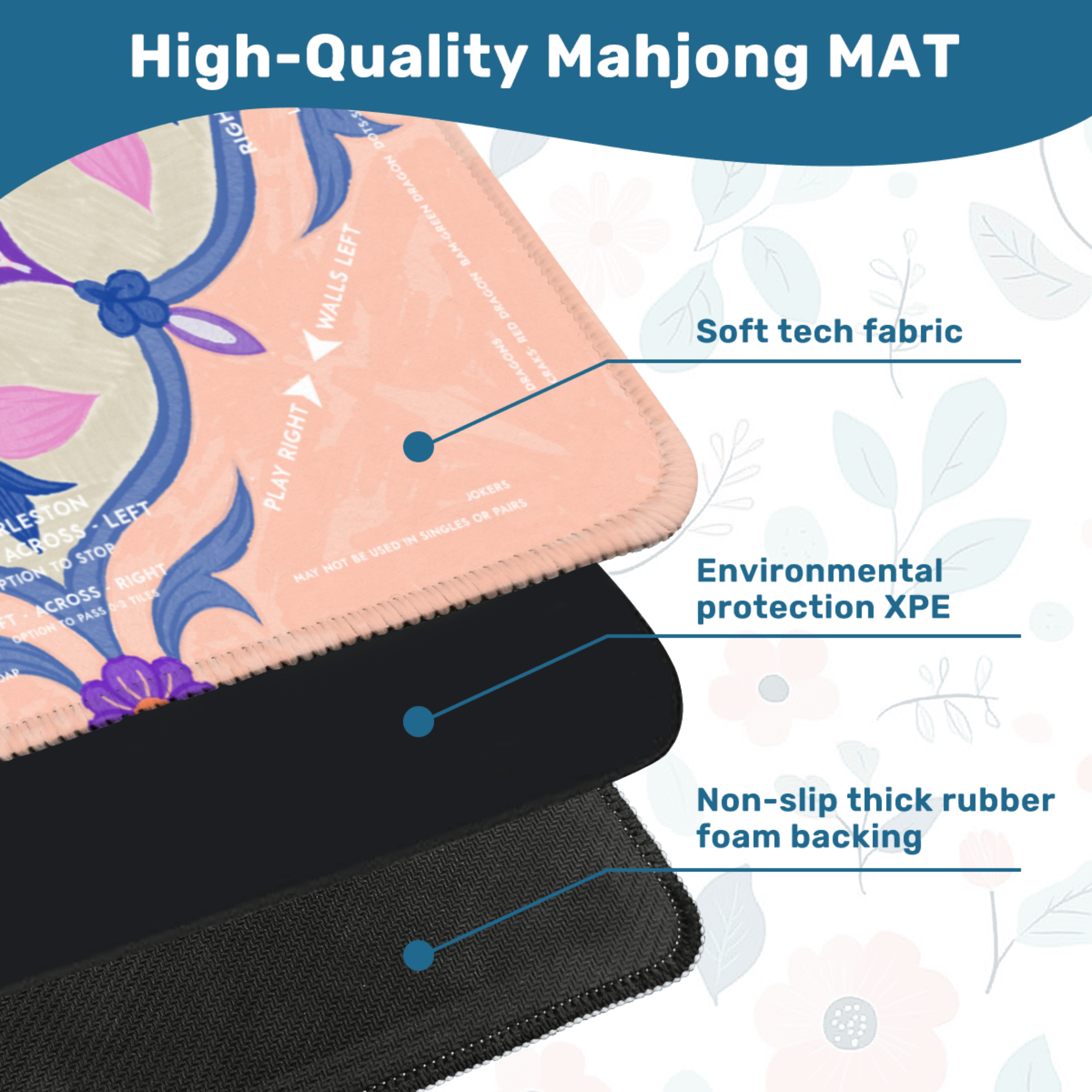 Wild Peach Mahjong Mat with Tips